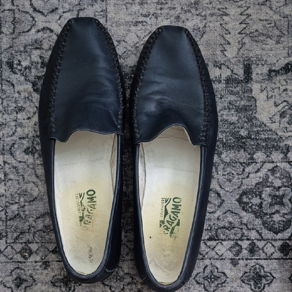Ferragamo Blue Leather Loafers